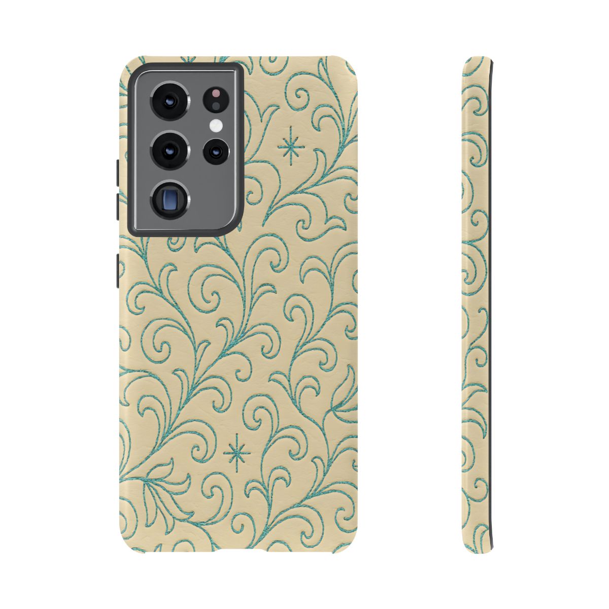 Cream + Turquoise Stitch Tough Case