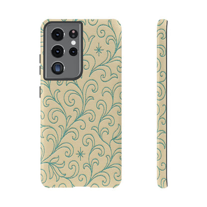 Cream + Turquoise Stitch Tough Case