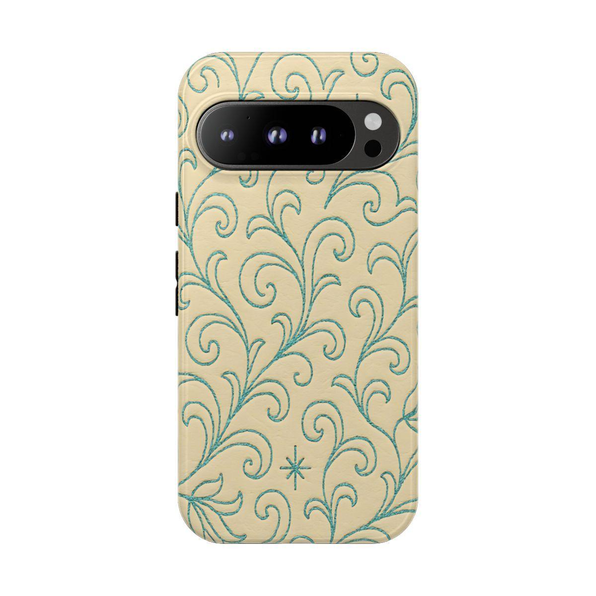 Cream + Turquoise Stitch Tough Case