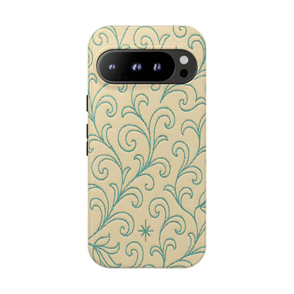 Cream + Turquoise Stitch Tough Case