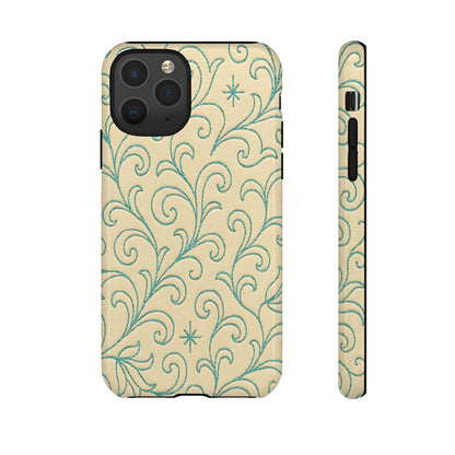 Cream + Turquoise Stitch Tough Case