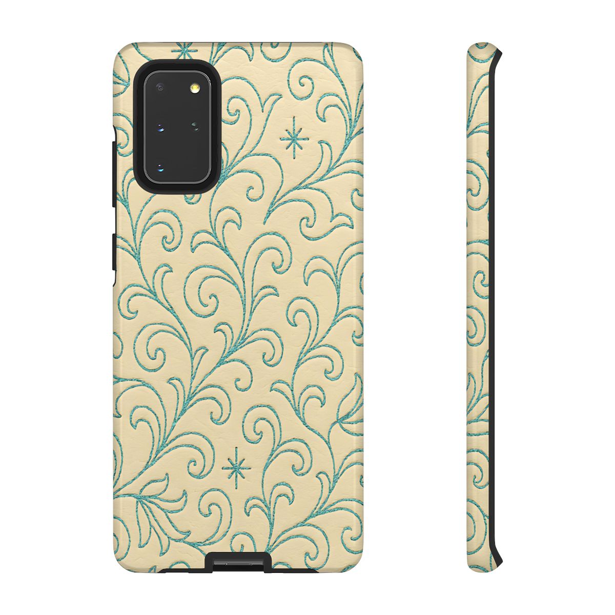 Cream + Turquoise Stitch Tough Case