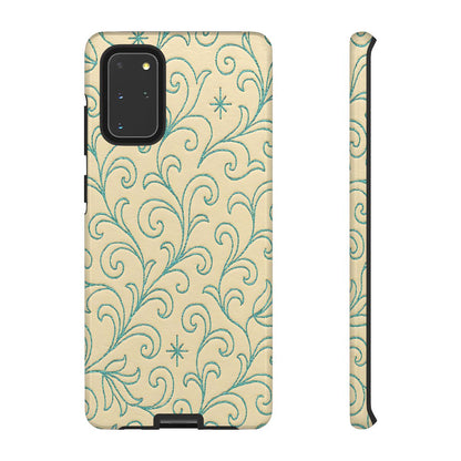Cream + Turquoise Stitch Tough Case