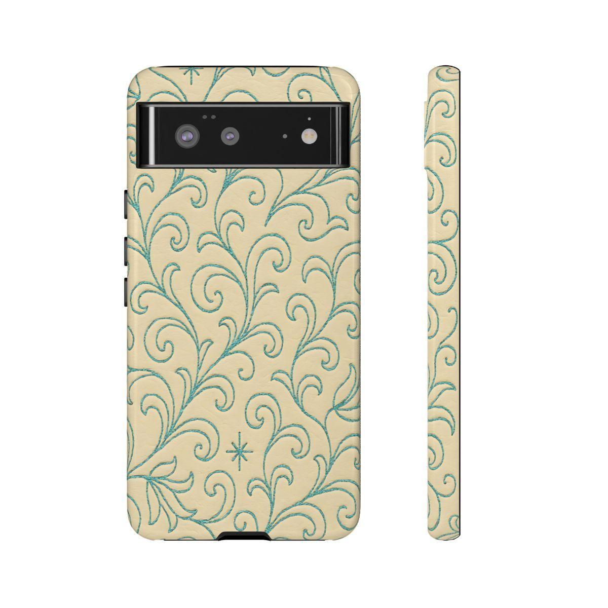 Cream + Turquoise Stitch Tough Case