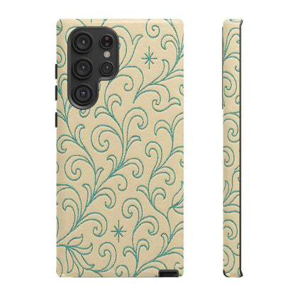 Cream + Turquoise Stitch Tough Case