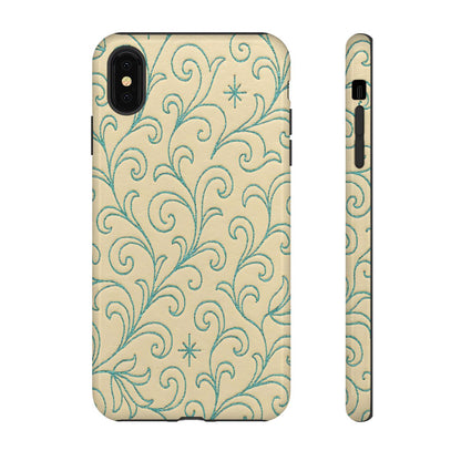 Cream + Turquoise Stitch Tough Case
