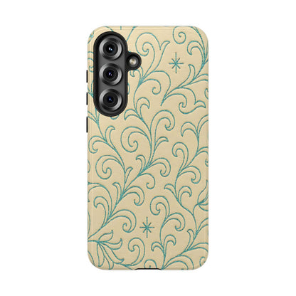 Cream + Turquoise Stitch Tough Case