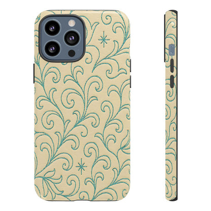 Cream + Turquoise Stitch Tough Case
