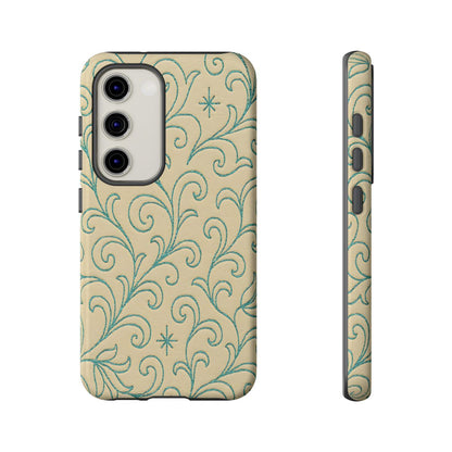 Cream + Turquoise Stitch Tough Case