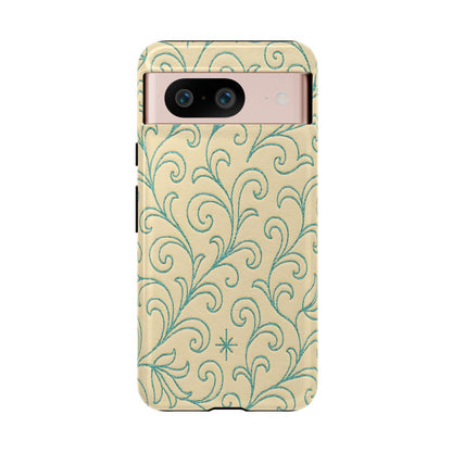 Cream + Turquoise Stitch Tough Case