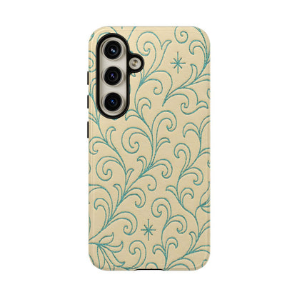 Cream + Turquoise Stitch Tough Case