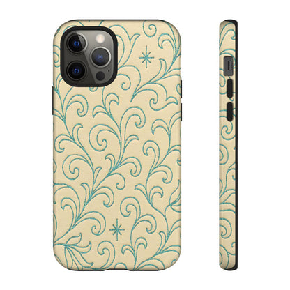 Cream + Turquoise Stitch Tough Case