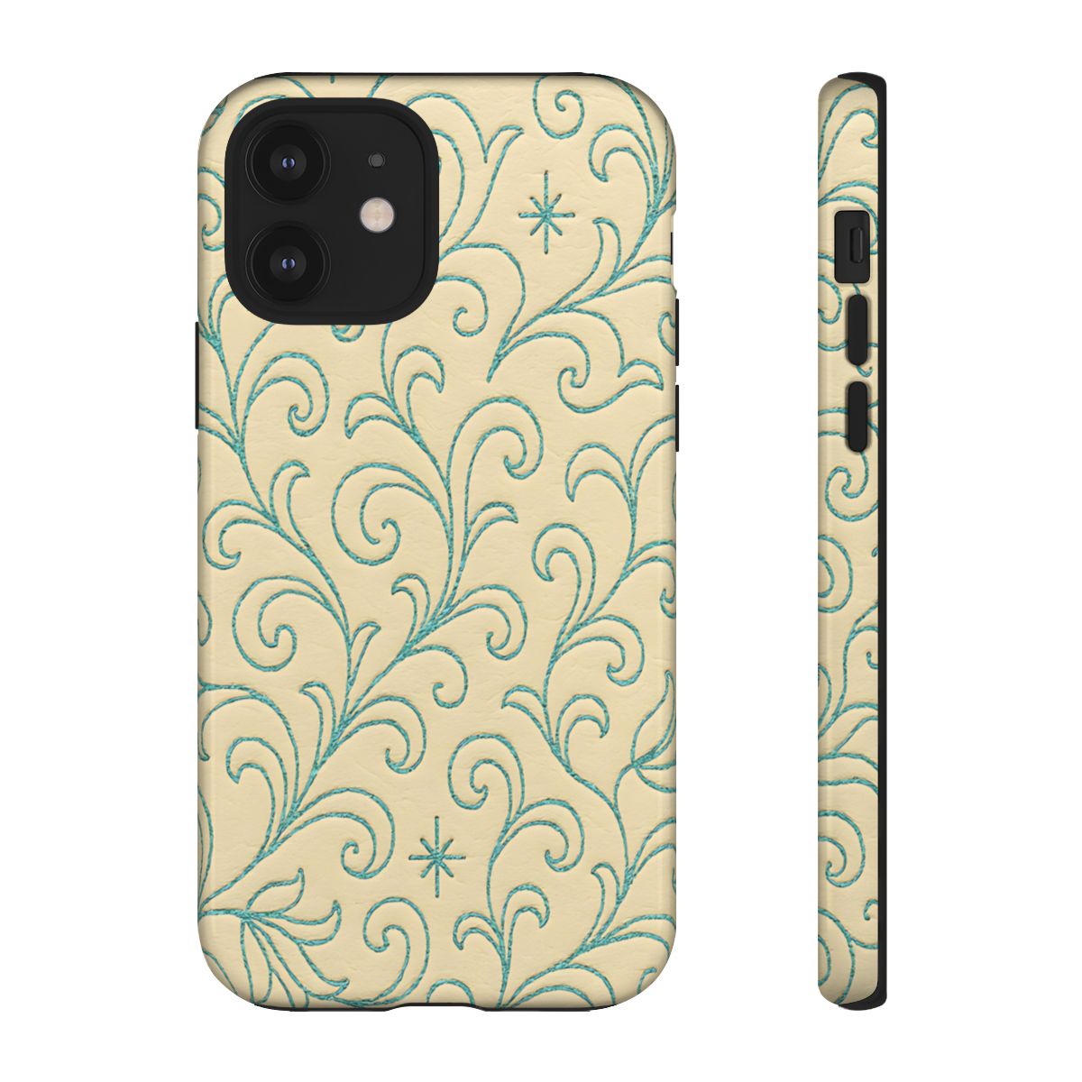 Cream + Turquoise Stitch Tough Case