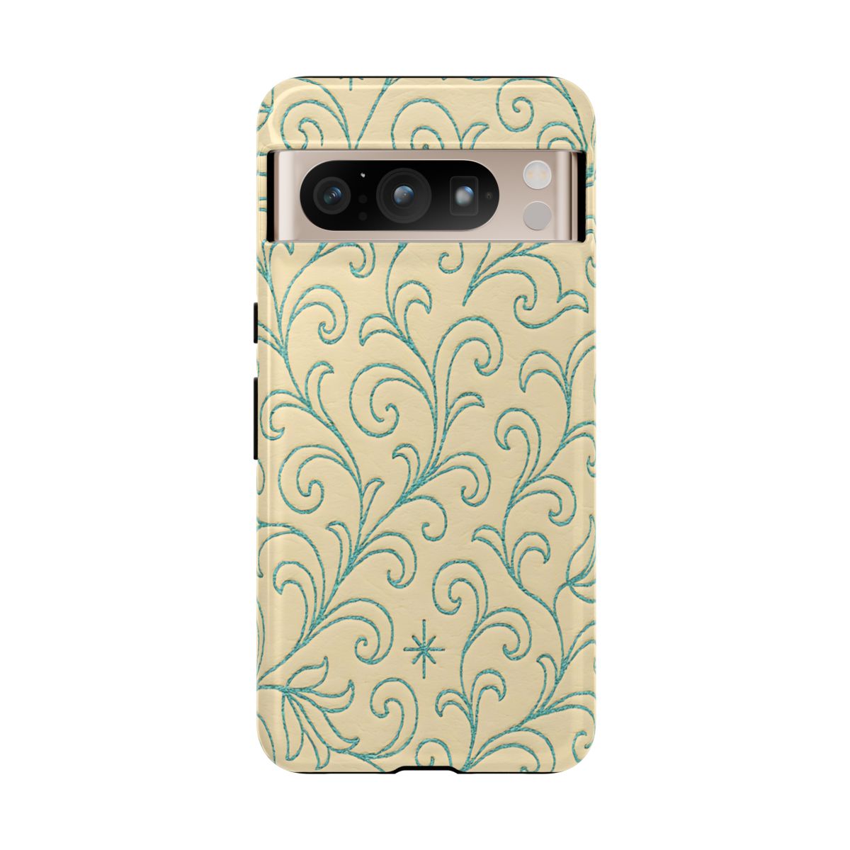 Cream + Turquoise Stitch Tough Case