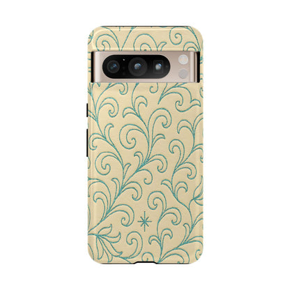 Cream + Turquoise Stitch Tough Case