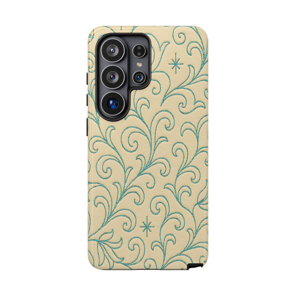 Cream + Turquoise Stitch Tough Case
