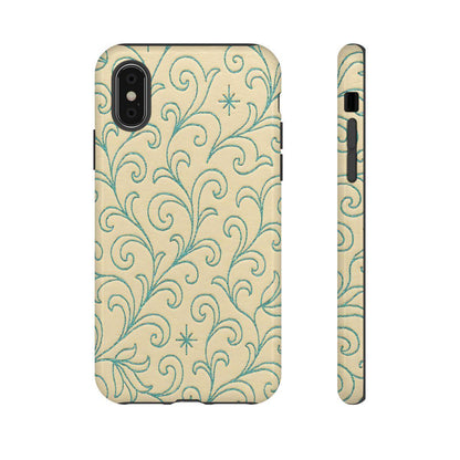 Cream + Turquoise Stitch Tough Case