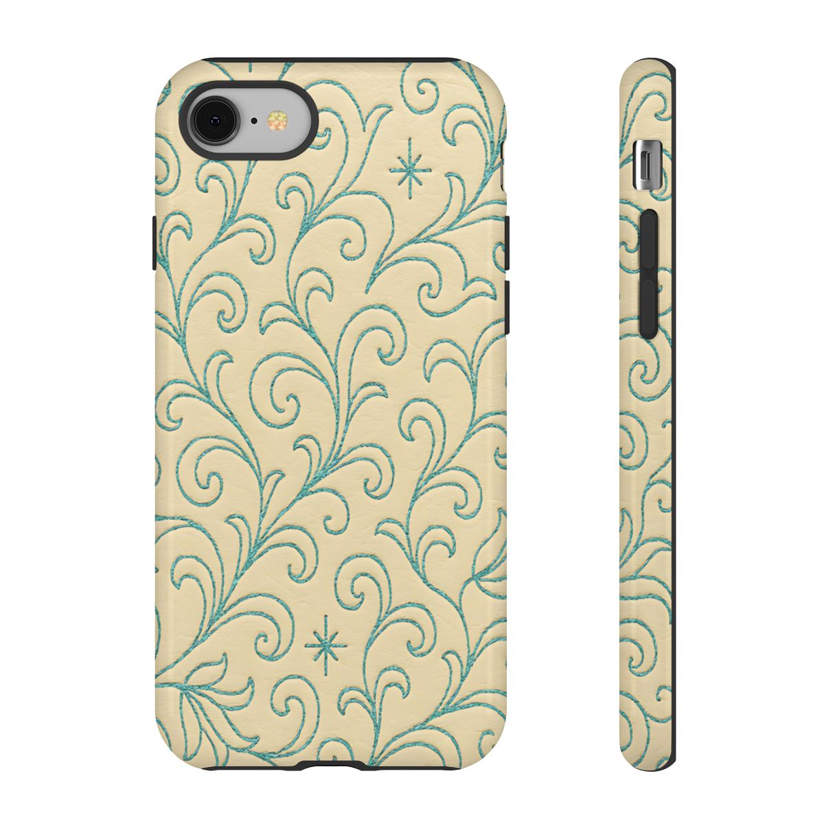 Cream + Turquoise Stitch Tough Case