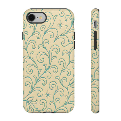 Cream + Turquoise Stitch Tough Case