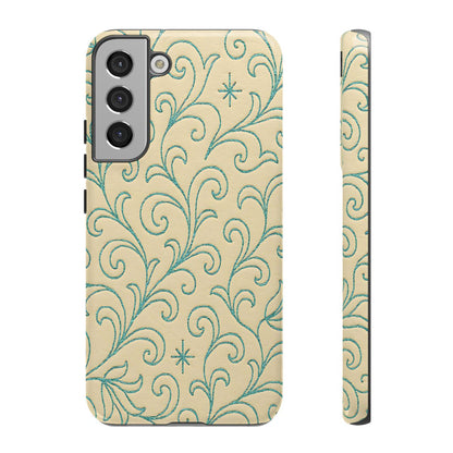 Cream + Turquoise Stitch Tough Case
