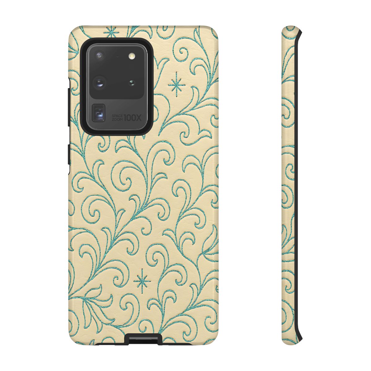Cream + Turquoise Stitch Tough Case