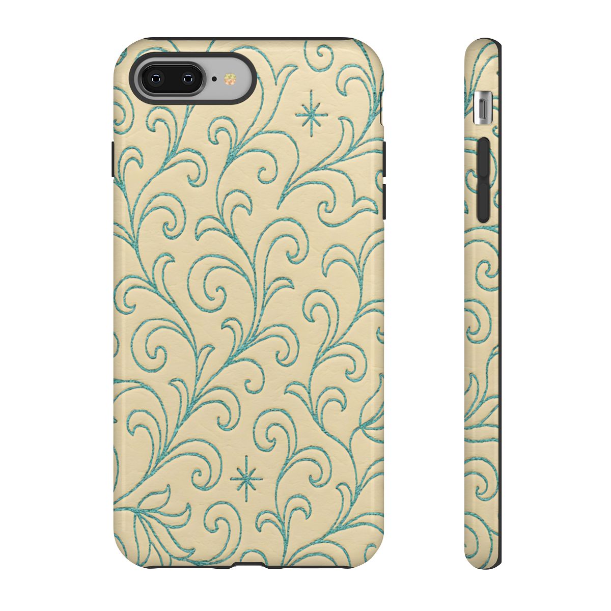 Cream + Turquoise Stitch Tough Case