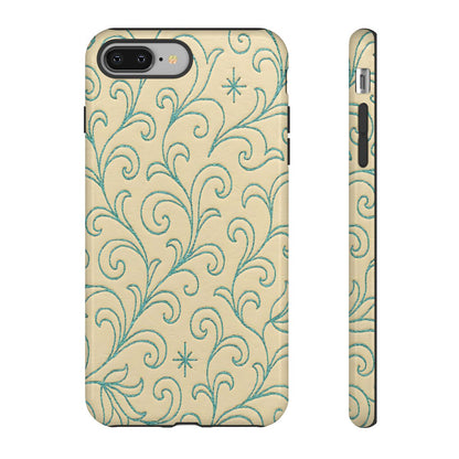 Cream + Turquoise Stitch Tough Case