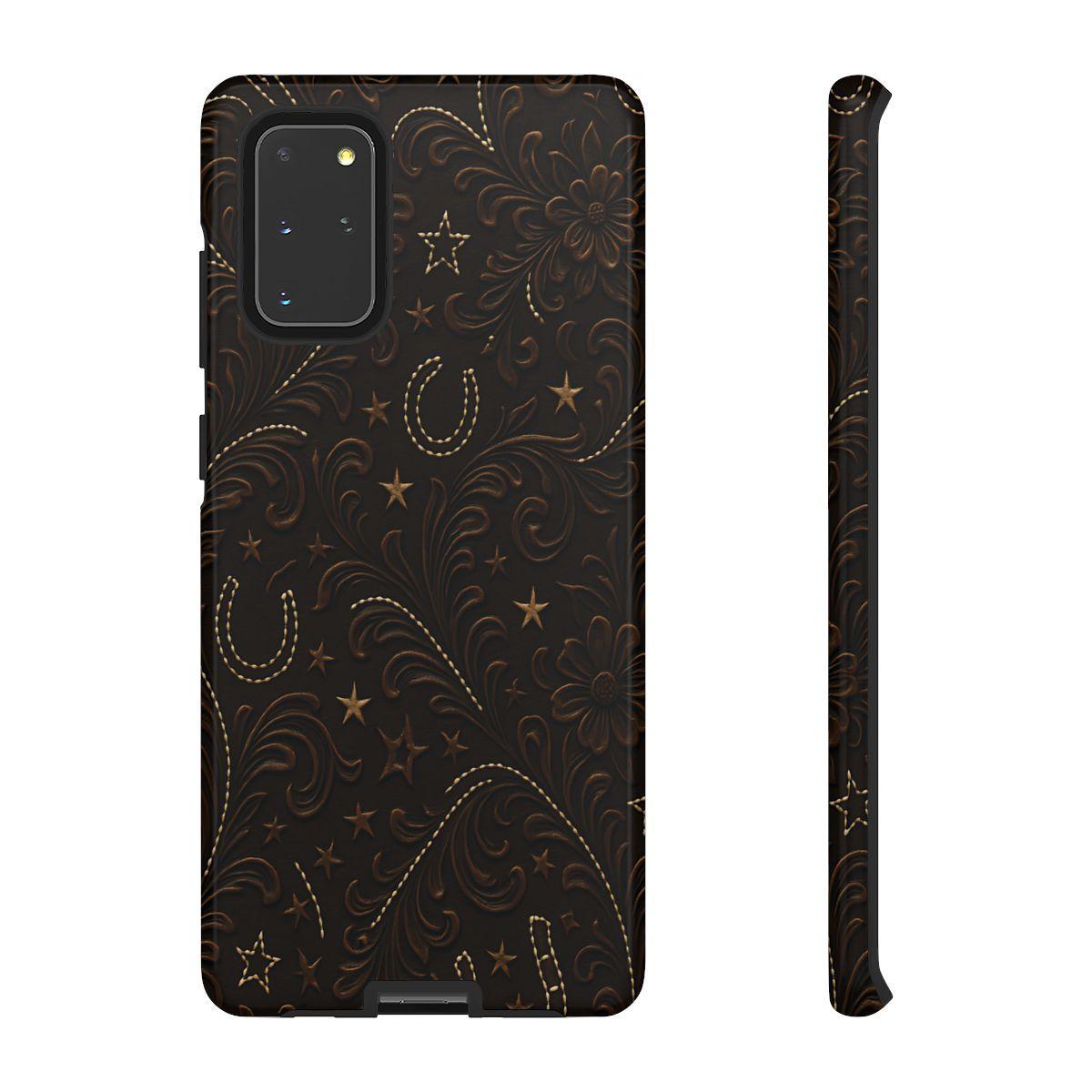 Dark Boot Stitch Horseshoe Scrolls Tough Case