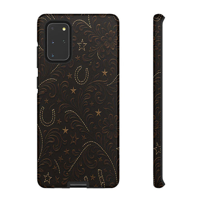 Dark Boot Stitch Horseshoe Scrolls Tough Case