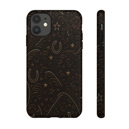 Dark Boot Stitch Horseshoe Scrolls Tough Case