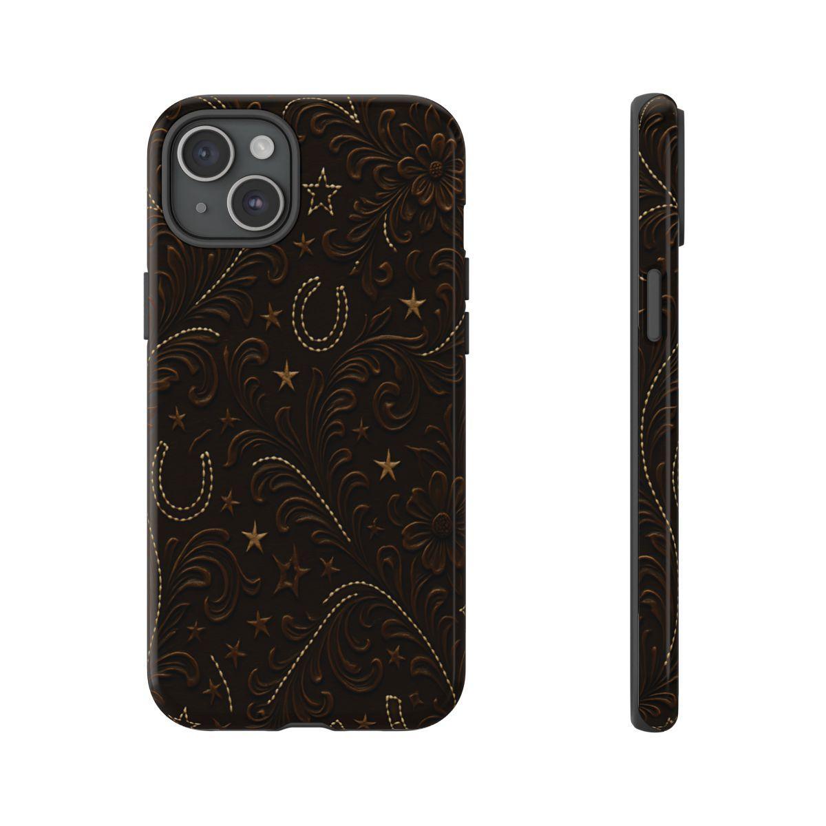 Dark Boot Stitch Horseshoe Scrolls Tough Case