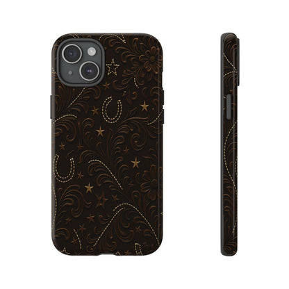 Dark Boot Stitch Horseshoe Scrolls Tough Case