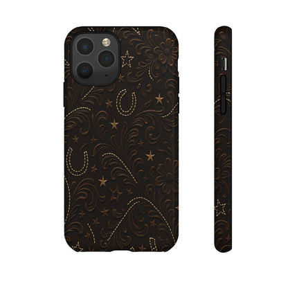 Dark Boot Stitch Horseshoe Scrolls Tough Case