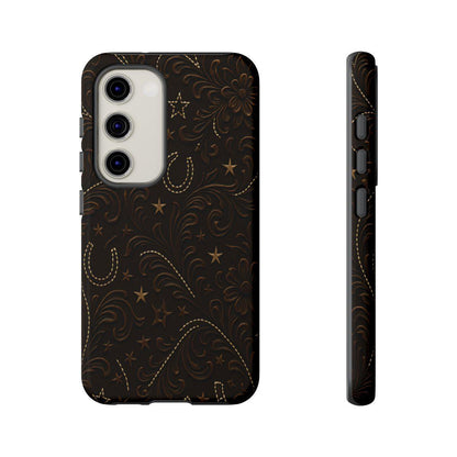 Dark Boot Stitch Horseshoe Scrolls Tough Case