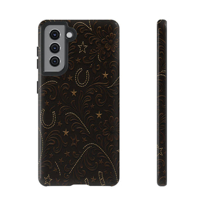 Dark Boot Stitch Horseshoe Scrolls Tough Case