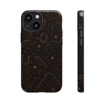 Dark Boot Stitch Horseshoe Scrolls Tough Case