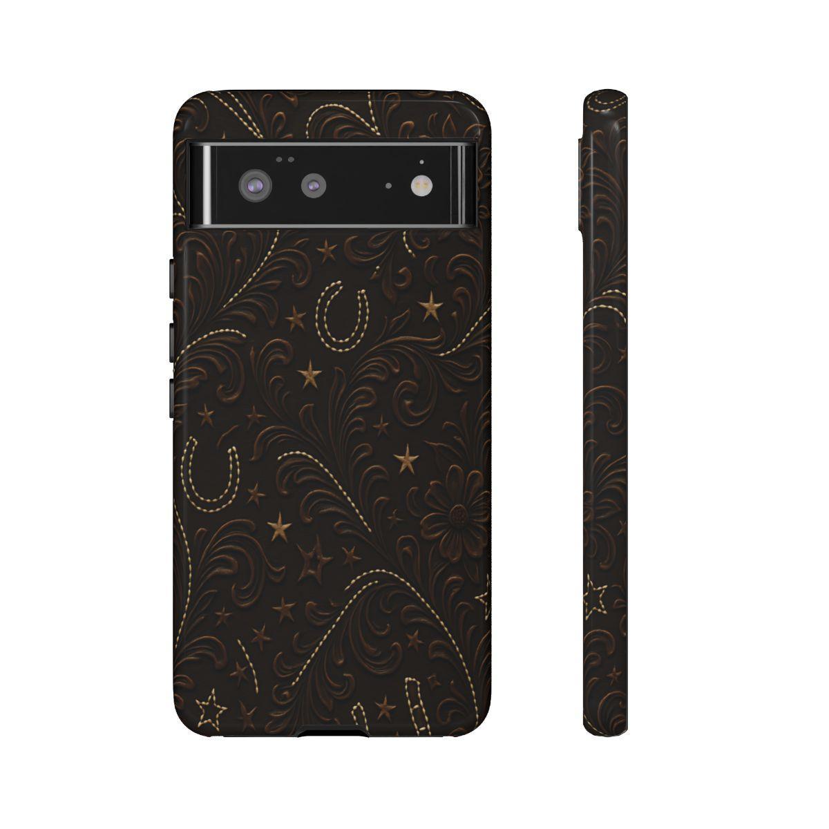 Dark Boot Stitch Horseshoe Scrolls Tough Case