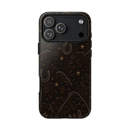 Dark Boot Stitch Horseshoe Scrolls Tough Case