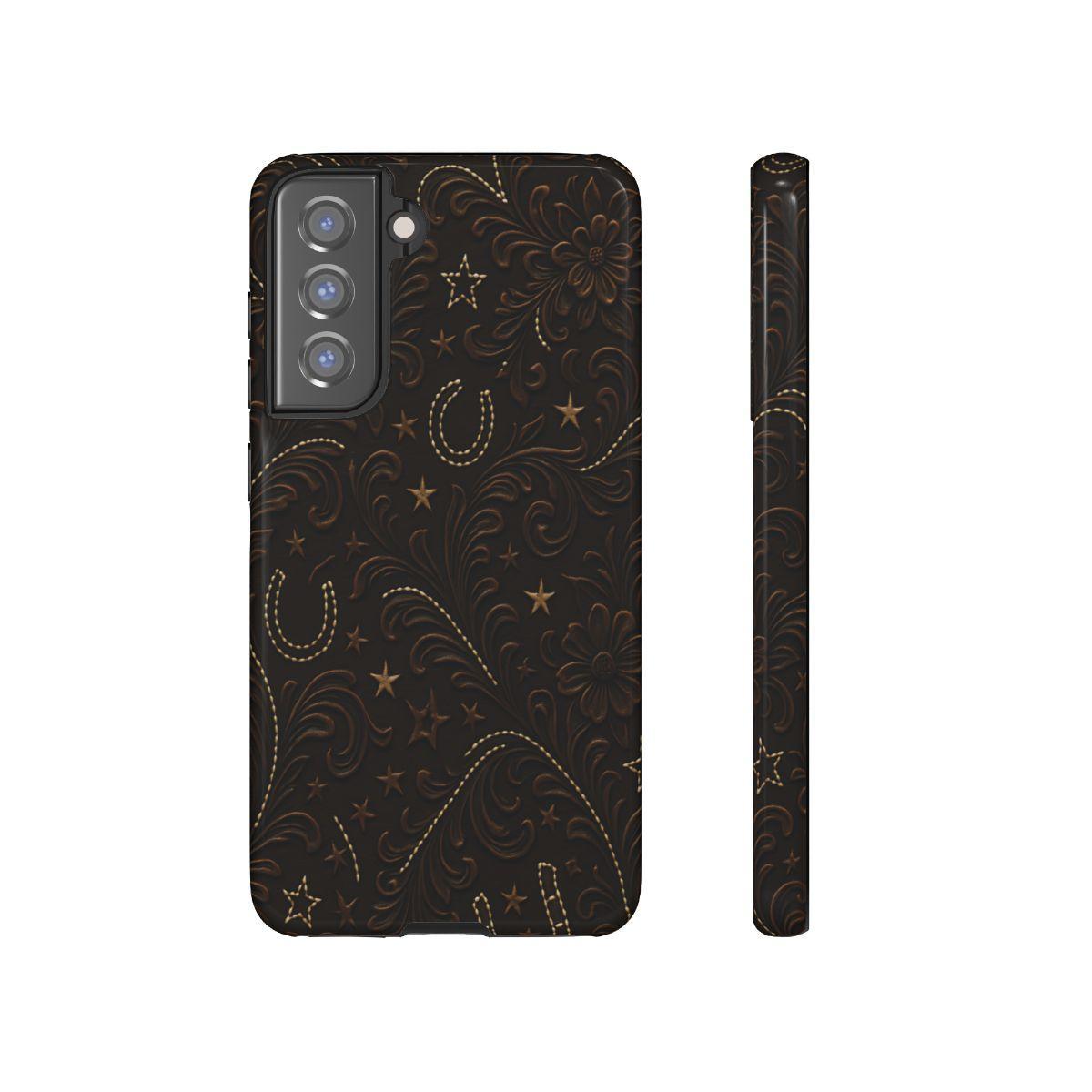 Dark Boot Stitch Horseshoe Scrolls Tough Case