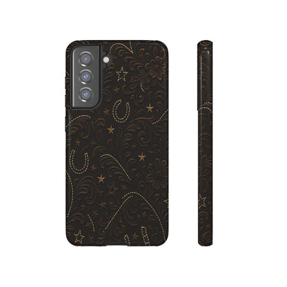 Dark Boot Stitch Horseshoe Scrolls Tough Case