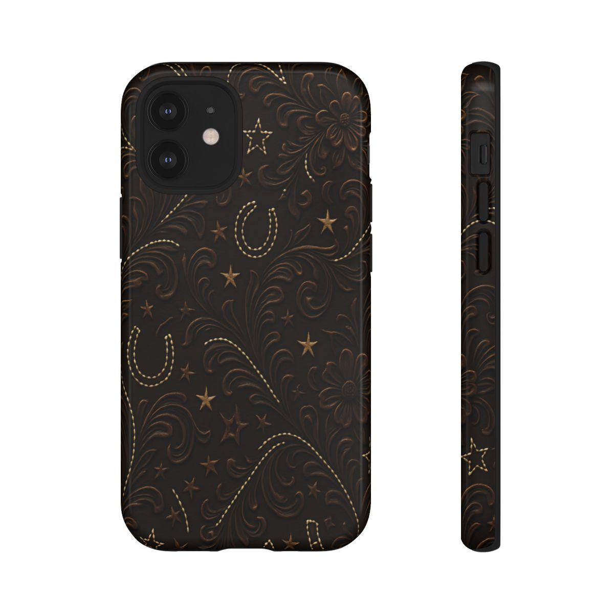 Dark Boot Stitch Horseshoe Scrolls Tough Case