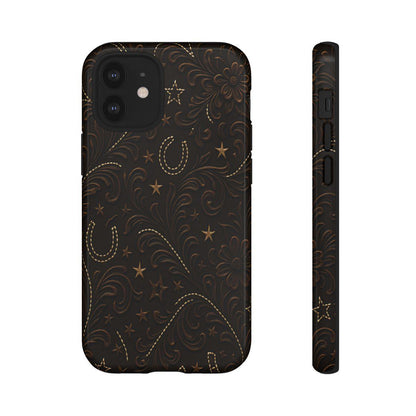 Dark Boot Stitch Horseshoe Scrolls Tough Case
