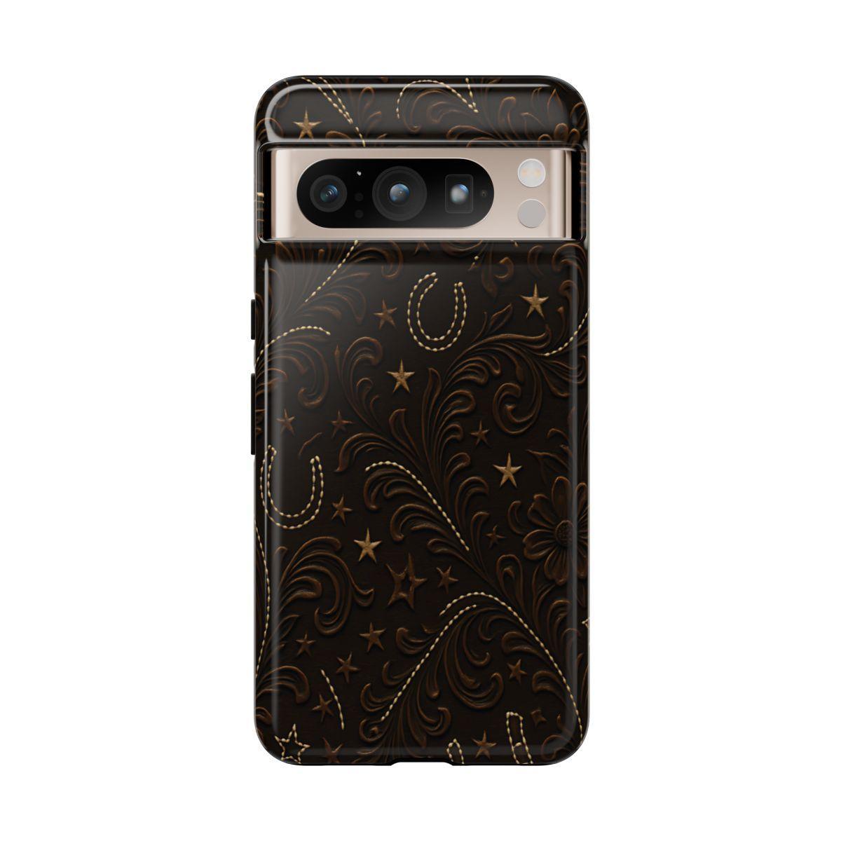 Dark Boot Stitch Horseshoe Scrolls Tough Case
