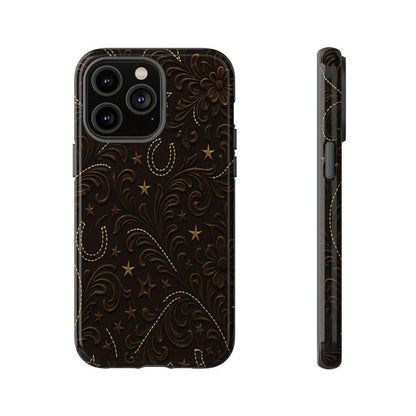 Dark Boot Stitch Horseshoe Scrolls Tough Case