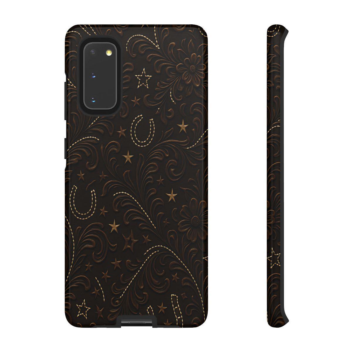 Dark Boot Stitch Horseshoe Scrolls Tough Case