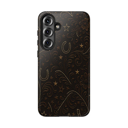 Dark Boot Stitch Horseshoe Scrolls Tough Case