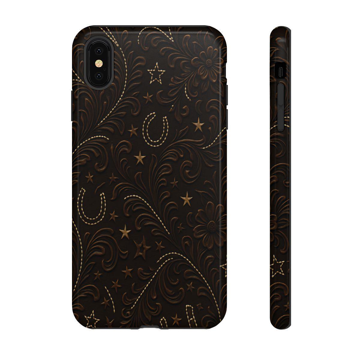 Dark Boot Stitch Horseshoe Scrolls Tough Case