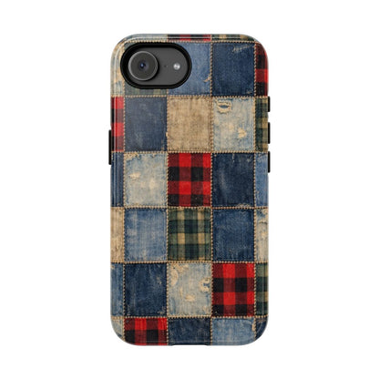 Denim Plaid Patchwork Tough Case - iPhone 16e