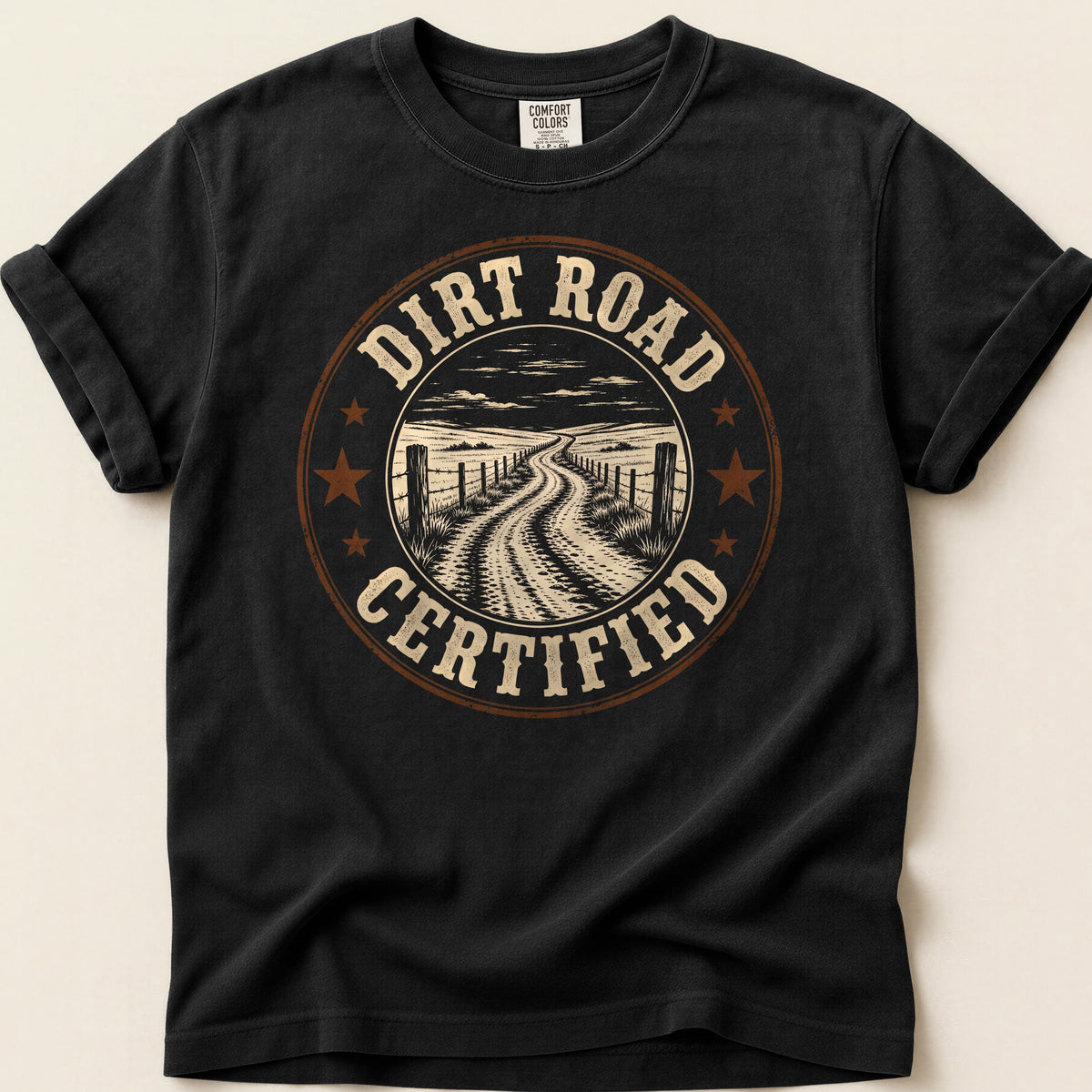 Dirt Road Certified T-shirt on Black