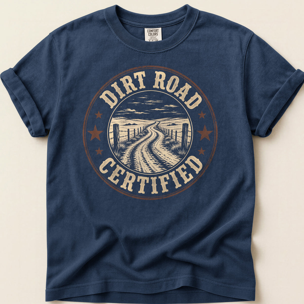 Dirt Road Certified T-shirt on Navy